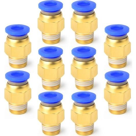 10 Pcs 10mm Tube OD x 1/4 BSP Mâle Droit Push To Connect Pneumatique Raccords (PC10-02) (1/4)