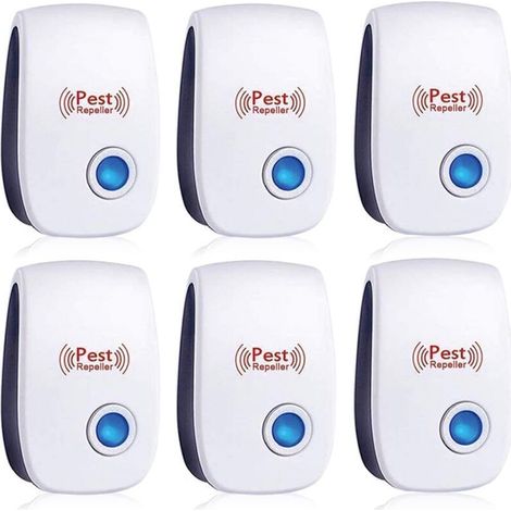 Lot de 6 répulsifs à ultrasons pour insectes, anti-cafards, fourmis, souris, punaises, rats, rongeurs, moustiques, araignées, pour la maison, le bureau, l'entrepôt et l'hôtel