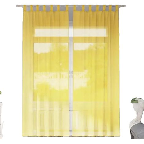 Rideaux en voile, tissu léger et transparent, entretien facile, Jaune (1/2)
