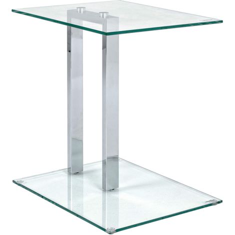 HAKU Möbel Tavolino cromo, Metallo, vetro di sicurezza 8 mm - Dim. L 45 cm x A 50 cm x P 35 cm, Stile Moderno (1/3)