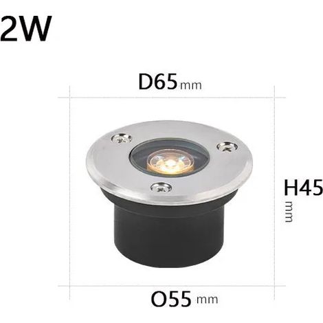 (D 65 mm 2 W - Bleu AC85-265 V) Projecteur LED encastré étanche IP68 pour décoration de jardin, éclairage extérieur paysager, éclairage de sol carré (1/5)