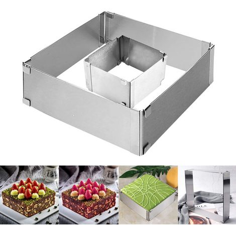Teglia regolabile in acciaio inox, da 10 a 18 cm, ideale per preparare il tiramisù in casa, con trattamento antiruggine. (1/5)