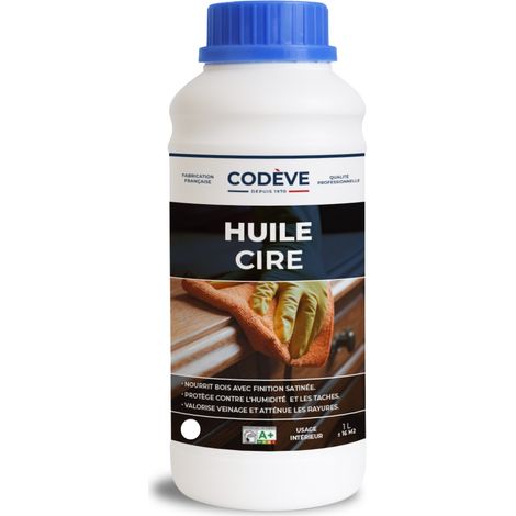 Huile Cire - 1 L - Codeve Bois - Incolore Pour Huiler Et Cirer Votre Bois Feuillu En Frêne, Bouleau, Acacia Ou Chêne.