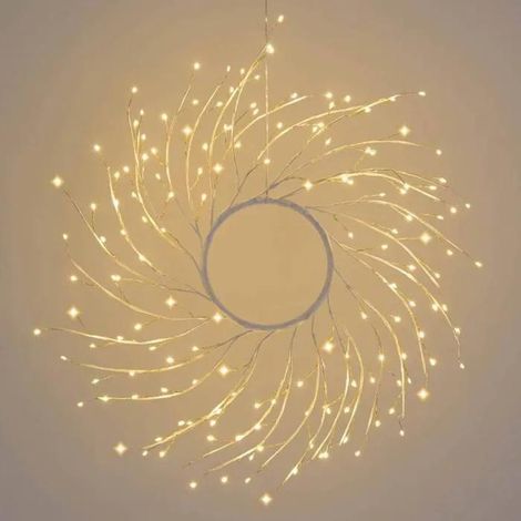 Couronne de Noël lotti métal blanc 45 cm 160 leds