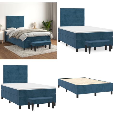 Boxspringbett mit Matratze Dunkelblau 120x200 cm Samt - Samtbett - Boxspringbett - Doppelbett - Bettauflage - Nachttisch - Home & Living (1/5)