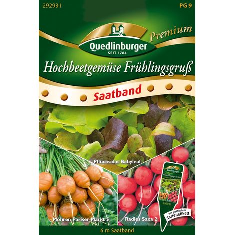 Quedlinburger Saatgut – Légumes pour potager surélevé Frühlingsgruß – Graines de légumes, ruban de semis de 6 m (1/2)