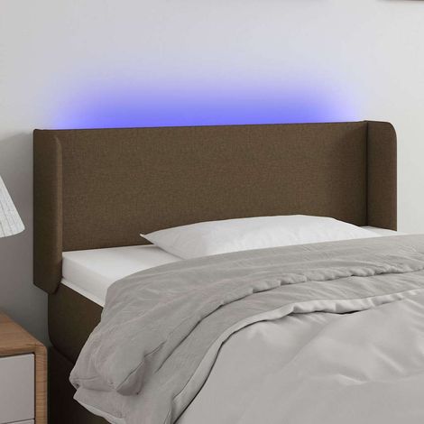 Tête de lit LED marron foncé en tissu réglable 93 x 16 x 78/88 cm, 6.53kg - PANGIVO (1/5)