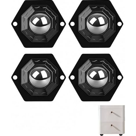 Roulettes pour Meubles Adhésives Noires, Lot de 4 Pivotantes 360°, Installation Sans Outils, Charge Lourde, Protègent les Sols et Fluidifient les Déplacements (1/5)
