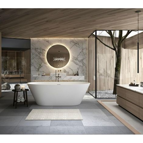 Vasca da bagno freestanding da design 178x80cm centro stanza acrilico AMALIA Bianco Opaco
