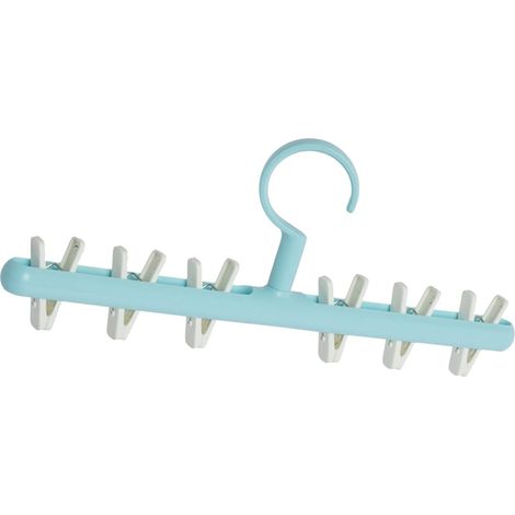 Fermacalze, appendiabiti, alta capacità di carico, ganci antivento, plastica (bianco e blu)