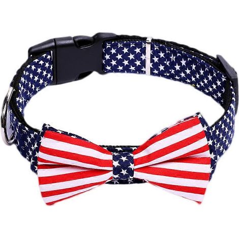 Collier pour chien avec nœud papillon de taille moyenne, drapeau pour chien, collier pour chat, colliers personnalisés (comme illustré) (1/5)
