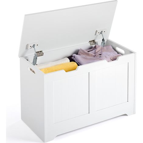 Large White Storage Chest with Lid, Multi-Purpose Organiser Box for Toys, Blankets & Clothes, 72x36x48cm, Mondeer (1/5)