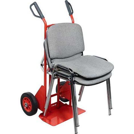 Diable porte chaises 70 kg – Roues en caoutchouc Ø250 mm – Hauteur réglable 150-750 mm – Structure mécano-soudée – 810005342 – Diable-Manutention