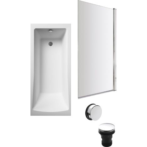 Square Single Ended 1700x700 with Leg Set & Chrome Screen & Chrome Waste