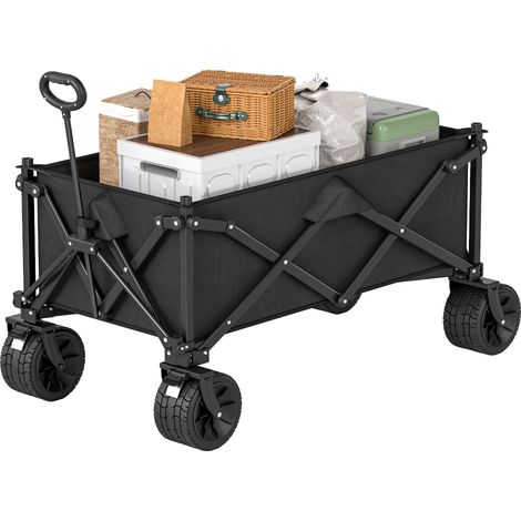 Folding Garden Trolley, Outdoor Wagon Cart Carry Bag, for Beach, Camping, Festival, 120KG Capacity, Black (1/5)