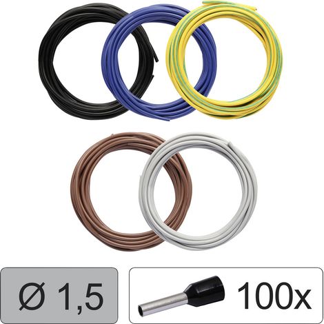 Quadrios 25CW118 Einzelader LiFY 1.5 mm² Schwarz, Blau, Gelb-Grün, Braun, Grau 1 Set