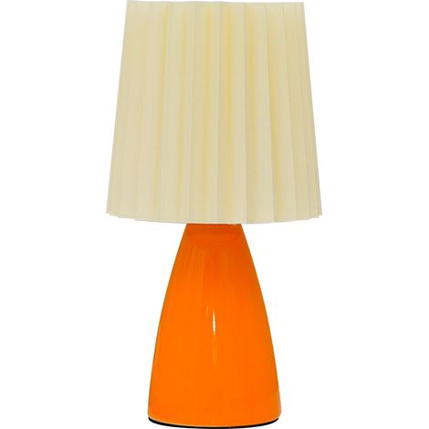 Ortviai Lampe de table en céramique avec abat-jour plissé, 3 niveaux de luminosité réglables, design moderne et épuré