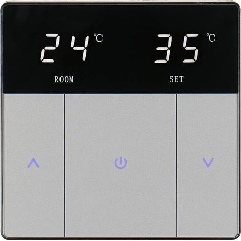 Plancher Chauffant Thermostat de Chauffage à Bouton Tactile, économe en énergie et Facile à Utiliser AC230V 10A pour Plancher Chauffant Noir (1/5)