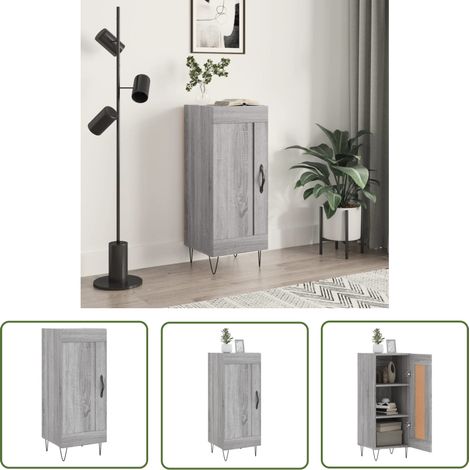 The Living Store Sideboard Grau Sonoma 34,5x34x90 cm Holzwerkstoff - Schreibtisch - Wohnzimmermöbel - Sideboard Grau - Regal - Wohnraumgestaltung (1/5)