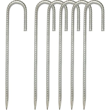 30cm Piquets d'ancrage Résistants en Acier Galvanisé Antirouille avec Crochets en J pour Tentes de Trampoline - Convient pour Camp, Jardin, Abri et Balançoires