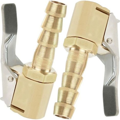 2-teiliges Set Aufblasdüsen, Autoreifen-Aufblasdüsen, Aufblasdüse mit Klemme, Aufblasventil-Klemmadapter, für Reifenventile, Messing, 8 mm (1/5)