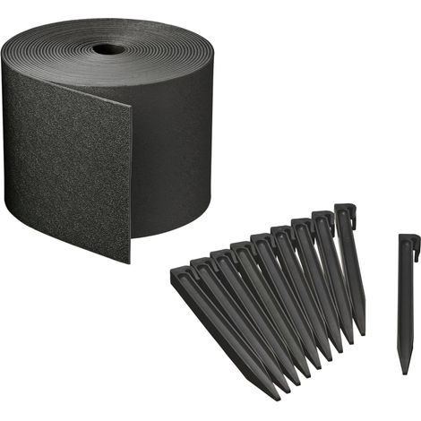 Nature Gartenrandset H15 cm x 10 m mit schwarzem Pfahl (1/2)