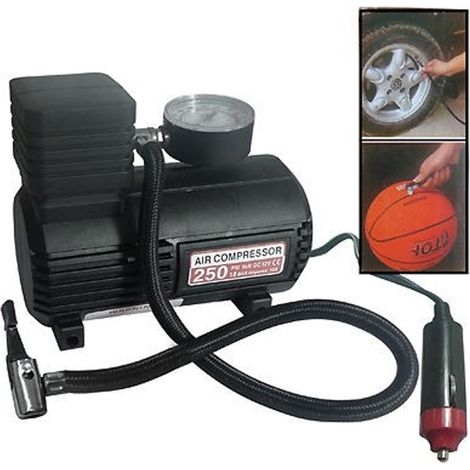 Trade Shop - Mini Compresor De Aire Portatil Hogar Viajes Coche Hobbies Ac/dc 12v/220w 250ps -