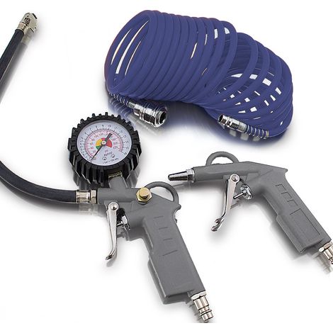 Bituxx® 3 tlg. Druckluft Zubehör Set für Kompressor Schlauch Reifendruck Ausblaspistole