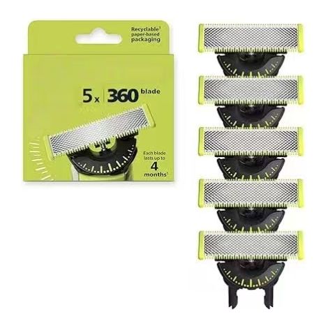 Lame de rechange OneBlade 360, Acier inoxydable durable, Lot de 5, Compatible QP450/80 (1/5)