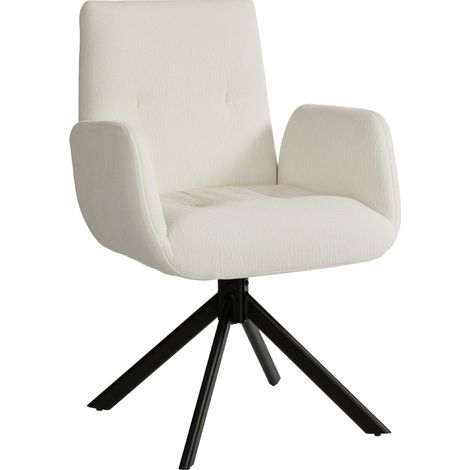 Sillón giratorio acolchado estilo moderno color blanco crema (1/5)