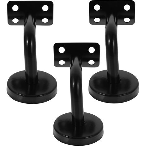 CCYKXA 3-Piece Stainless Steel Black Stair Railing Bracket, Sturdy Wall Mount for Handrail, Wall Mounting Bracket, Suitable for Indoor Stairs and Bathrooms (1/5)