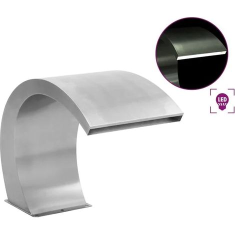 Fontaine de piscine avec éclairage LED, en acier inoxydable, dimensions : 30 x 60 x 45 cm (1/5)