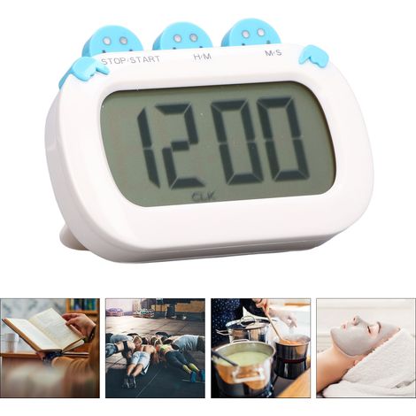 Küchentimer mit Countdown-Timer, großem LCD-Bildschirm auf dem Ständer, Wecker, Multifunktionstimer, Lieferung ohne Batterien, blau. (1/5)