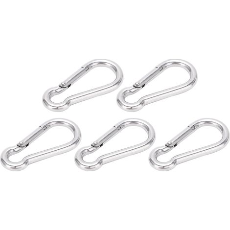 5 mousquetons en acier inoxydable 50mm, crochets à ressort robustes pour hamac et laisse pour chien (1/5)