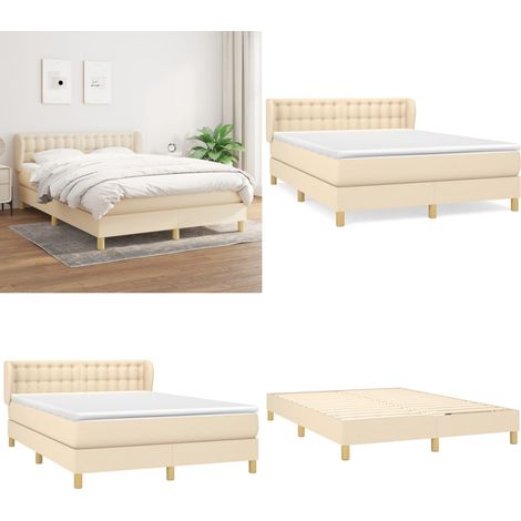 Boxspringbett mit Matratze Creme 140x200 cm Stoff - Boxspringbett - Doppelbett - Cremefarbenes Bett - Bettenrahmen - Lattenrost - Home & Living (1/5)