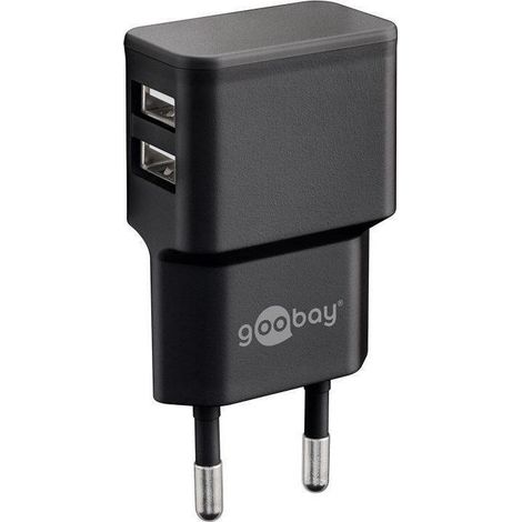 Goobay  USB tipo A de 4 pines  Enchufe europeo (CEE 7/16)  Negro  12 vatios (1/3)