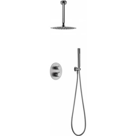 Conjunto de ducha termostática empotrado apto para funcionamiento a baja presión color niquel cepillado top Line de Imex