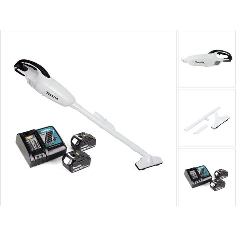 Makita DCL 180 RT W Akku Staubsauger 18 V Weiß + 2x Akku 5,0 Ah + Ladegerät