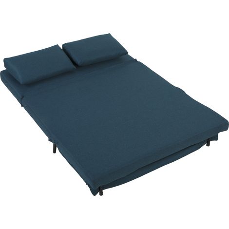 Canapé convertible 2 places, canapé-lit clic-clac 3 en 1, dossier ajustable, coussin inclus, assise spacieuse, bleu (1/5)