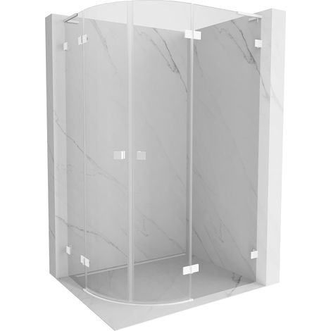 Mexen Lunar L cabina de ducha semicircular con bisagras derecha 100 x 90 cm, transparente, blanca - 833L-100P-090L-20-00 (1/5)