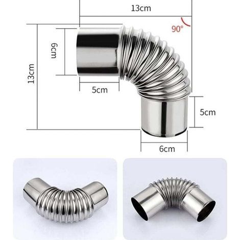 Tuyau De Cheminée Coudé 90 Degrés Acier Inoxydable Pour Poêle À Fumée Diamètre 60mm (1/3)