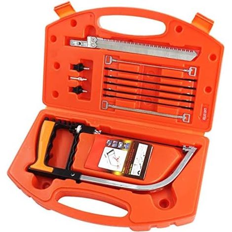 Kaelt - Mini Scie à Main Bois Set, avec 8 HSS Lames Divers d'égoïne, Cadre réglable, Petite Scie à Métaux Manuelle Universelle pour Bois/Verre/Métal/PVC/Tuile avec Mallette (1/5)