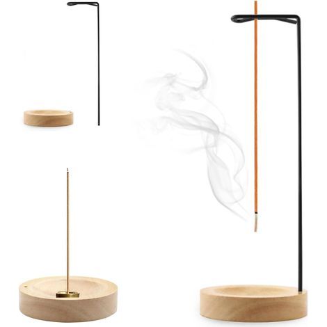1 PCS 2 in 1 Incense Holder, Inverted Incense Burner with Cone Coil, Censer, 9 Holes Walnut Wood Holder for Incense Sticks, Ideal for Office, Meditation, Yoga and Home Decor (1/5)