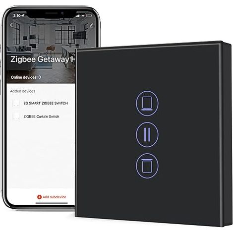 ZIGBEE Roller Shutter Switch, Curtain Touch Switch, Roller Shutter, 86 x 86 mm, Black (1/5)