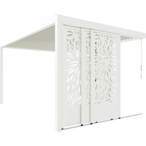 Paroi Coulissante Latérale Tôle Aluminium 3m08 Blanc Pour Pergola S et SV ORIAL Adossée France (1/3)