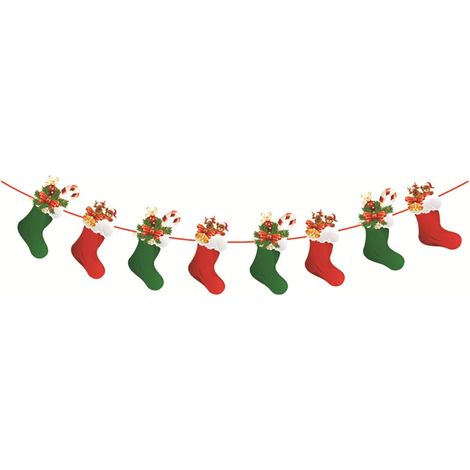 Guirlande De Chaussettes De Noël - Décoration Festive En Papier Épais - Pour Cheminée Mur Fenêtre - 8 Pièces 23 x 18 cm (1/5)