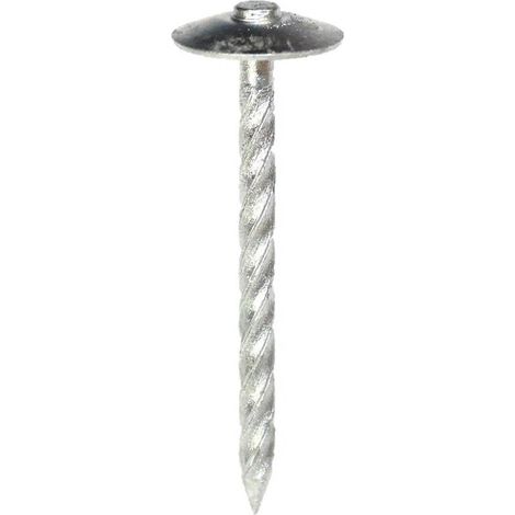 Pointe en Vrac Parapluie Torsadée Galvanisée Tête Rapportée et Rondelle Brune - 20x3.8x120 mm - D-Work (1/2)