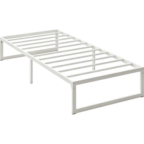 Struttura letto in metallo bianco con contenitore, rete a doghe in acciaio, 200 x 90 cm (1/5)