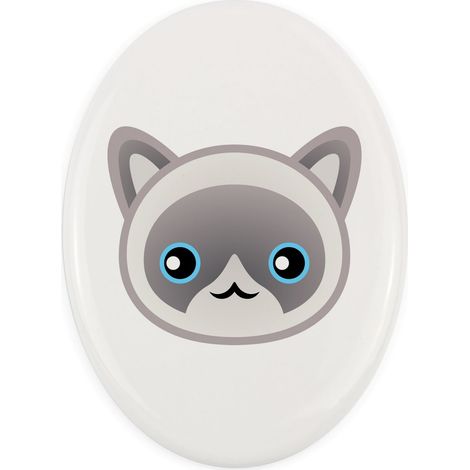 Ragdoll - Carreau funéraire en céramique orné de motifs et d'une inscription par Art-Dog (1/4)