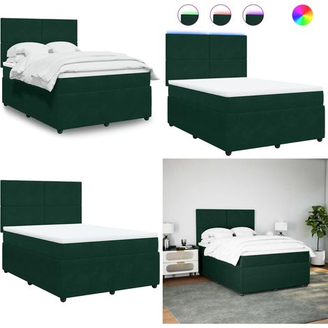 vidaXL Boxspringbett mit Matratze Dunkelgrün 160x200 cm Samt (1/5)